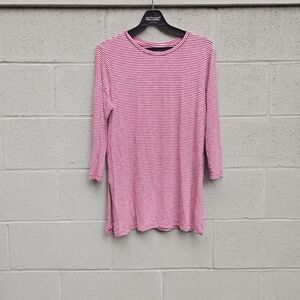 Red and White Striped Long Sleeve Top